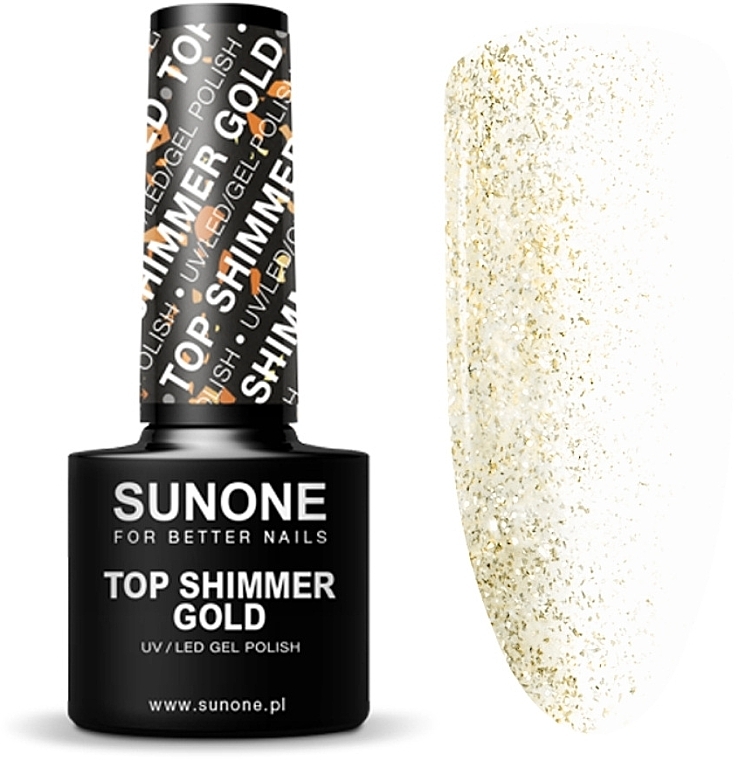 Top z połyskiem do lakieru hybrydowego - Sunone Top Shimmer Gold — Zdjęcie N2