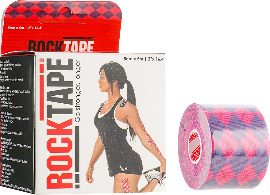 Taśma kinesio, Pink Argyle - RockTape Design — Zdjęcie N1