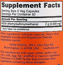 Suplement diety Metylosulfonylometan w kapsułkach, 1000 mg - Now Foods MSM Methylsulfonylmethane — Zdjęcie N3