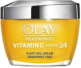 Krem-żel do twarzy na noc z witaminą C, kwasami AHA i niacynamidem - Olay Regenerist Vitamin C + AHA 24 Night Cream Gel — Zdjęcie N2