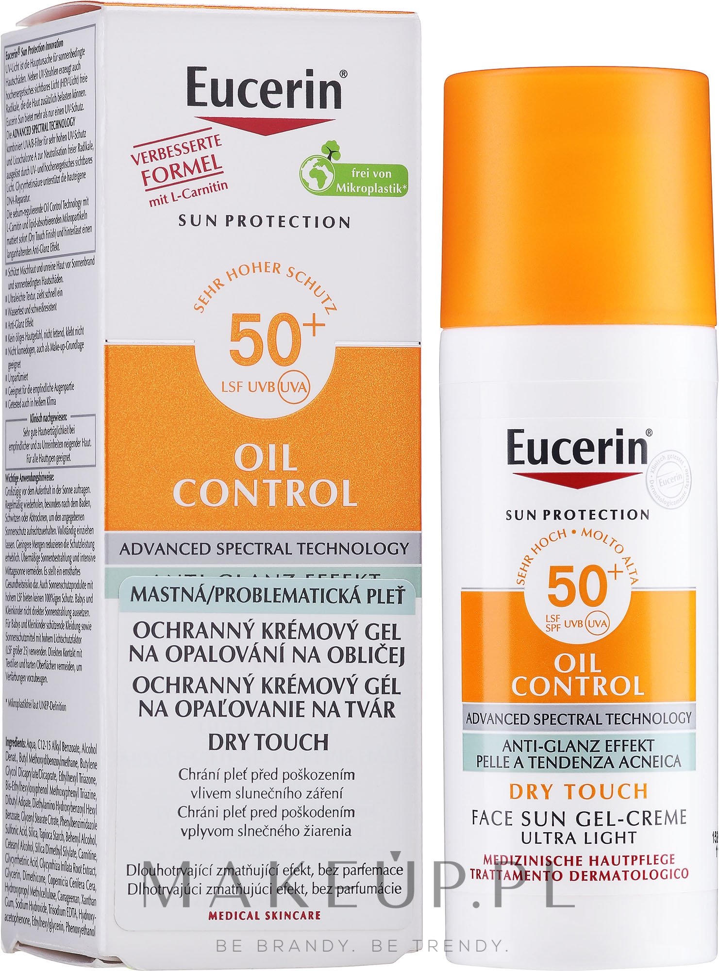 Żel-krem do skóry tłustej i skłonnej do trądziku - Eucerin Oil Control Dry Touch Face Sun Gel-Cream SPF 50 — Zdjęcie 50 ml