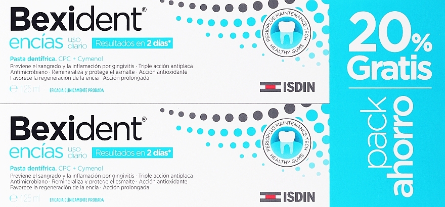 Zestaw past do zębów - Isdin Bexident Gums Daily Use Toothpaste (toothpaste/2x125ml)  — Zdjęcie N2