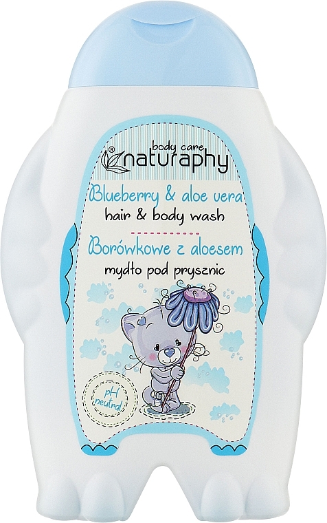 Borówkowe mydło pod prysznic do włosów i ciała dla dzieci z aloesem - Naturaphy