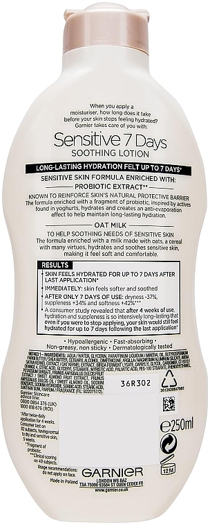 Balsam do ciała z mlekiem owsianym - Garnier Body Sensitive 7 Days Soothing Body Lotion — Zdjęcie N2