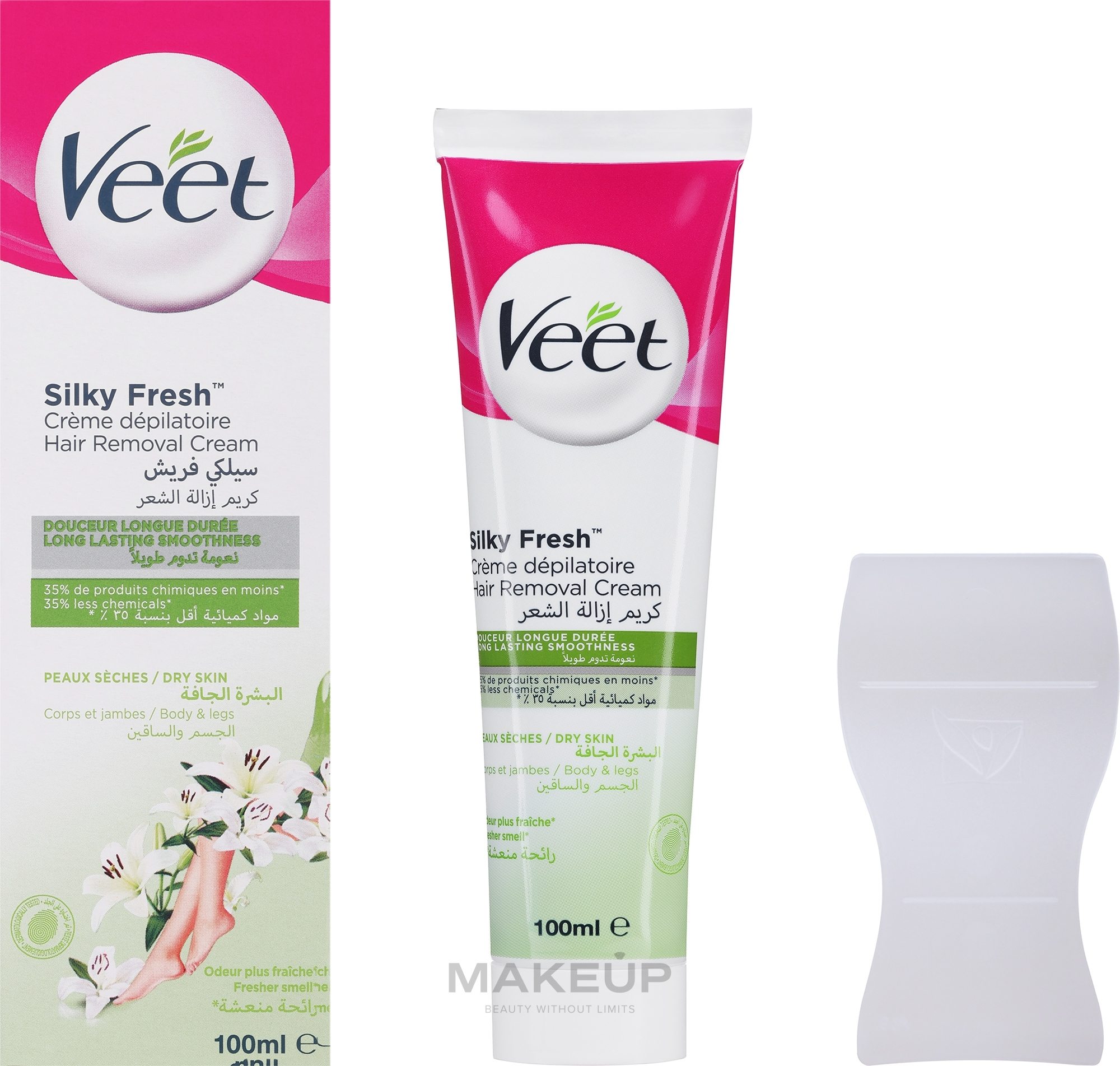 Krem do depilacji dla skóry wrażliwej - Veet Hair Removal Cream Silk and Fresh for Dry Skin — Zdjęcie 100 g