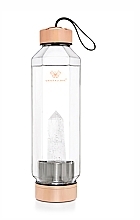 Kup Szklana butelka na wodę z kryształem górskim, 650 ml - Crystallove Hexagon Rock Crystal Bottle