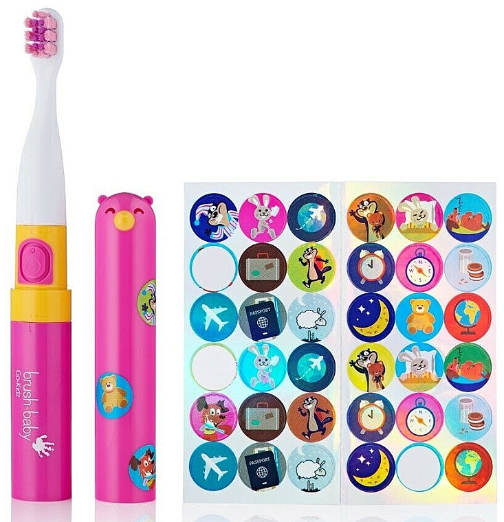 Elektryczna do zębów z elektrycznymi, różowa - Brush-Baby Go-Kidz Pink Electric Toothbrush — Zdjęcie N1