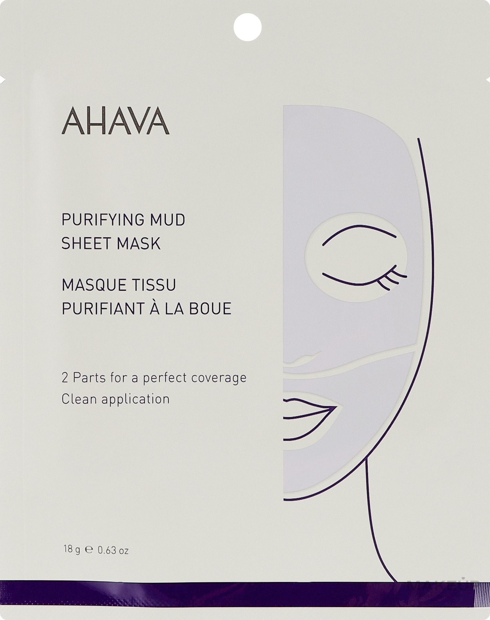 Oczyszczająca maseczka ​​w płachcie do twarzy - Ahava Purifying Mud Sheet Mask — Zdjęcie 18 g