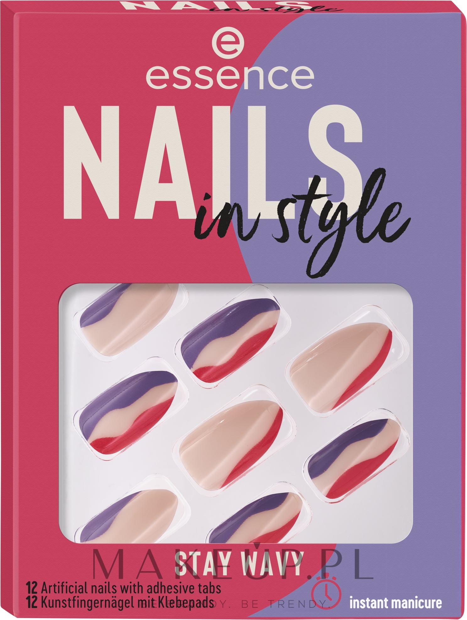 Samoprzylepne sztuczne paznokcie - Essence Nails In Style Stay Wavy — Zdjęcie 12 szt.