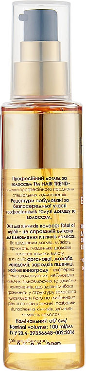 Olejek na końcówki włosów - Hair Trend Total Oil Repair — Zdjęcie N3