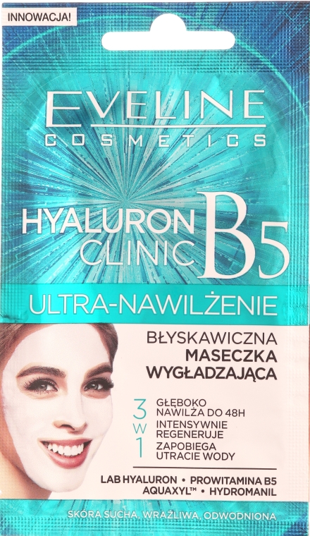 Błyskawiczna maseczka wygładzająca - Eveline Cosmetics Hyaluron Clinic 