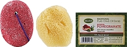 Kup Zestaw: mydło granatowe, czerwony pumeks, gąbka - Kalliston (soap/100g + stone/1pcs + sponge/1pcs)