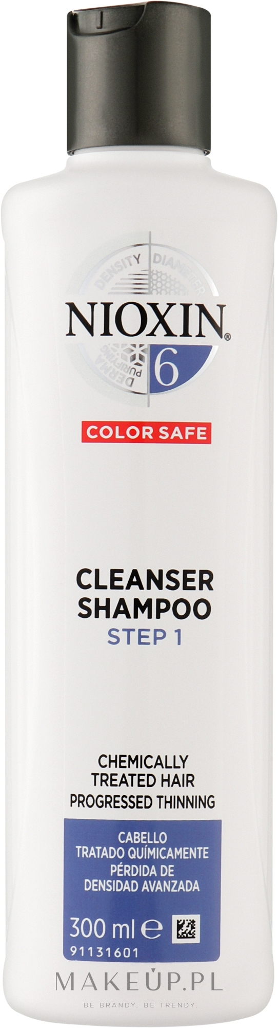 Szampon oczyszczający chroniący kolor włosów i zmywający sebum, kwasy tłuszczowe i zanieczyszczenia środowiskowe - Nioxin Thinning Hair System 6 Cleanser Shampoo — Zdjęcie 300 ml
