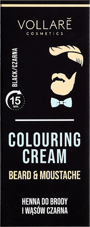 Henna do brody i wąsów, czarna - Vollare Colouring Cream Beard & Moustache Black