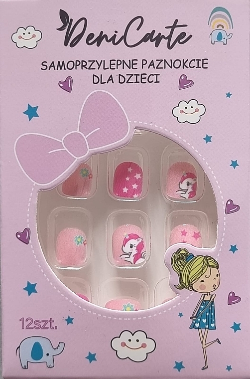 Samoprzylepne paznokcie dla dzieci, 975 Jednorożec, 12 szt. - Deni Carte Tipsy Kids  — Zdjęcie N1