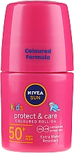 Ochronny krem dla dzieci - NIVEA Sun Kids Protect & Care Coloured Roll-on Pink SPF 50+ — Zdjęcie N1