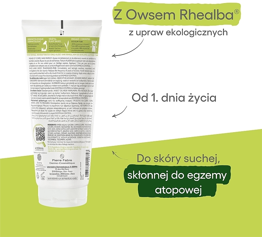 Zmiękczający balsam do ciała - A-Derma Exomega Control Emollient Lotion Anti-Scratching — Zdjęcie N6