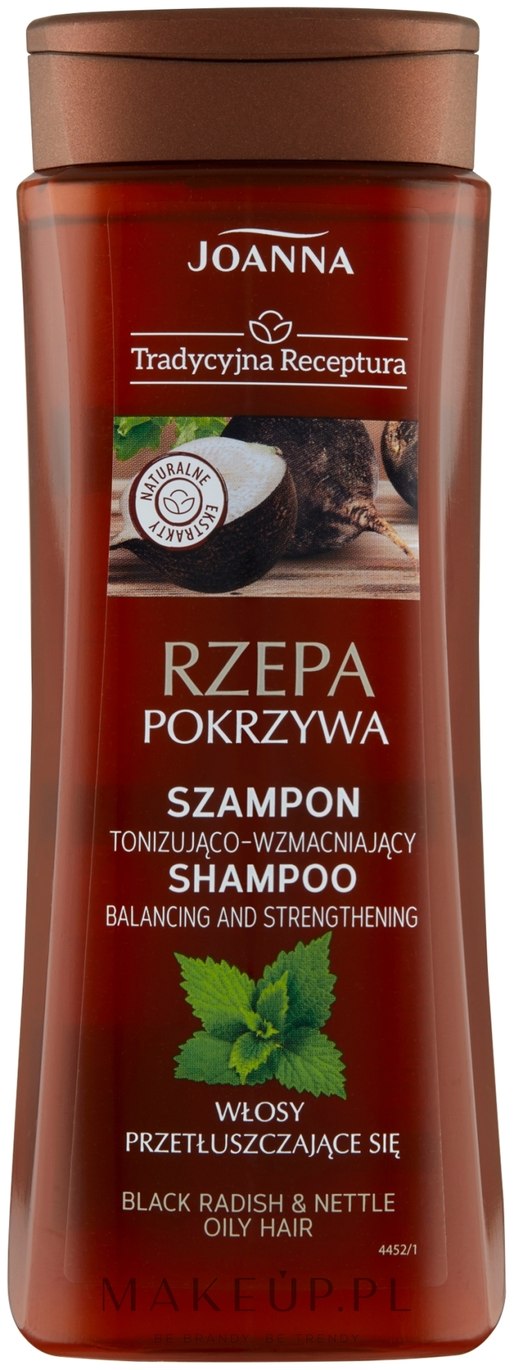 Tonizująco-wzmacniający szampon do włosów przetłuszczających się Rzepa i pokrzywa - Joanna Tradycyjna receptura — Zdjęcie 300 ml