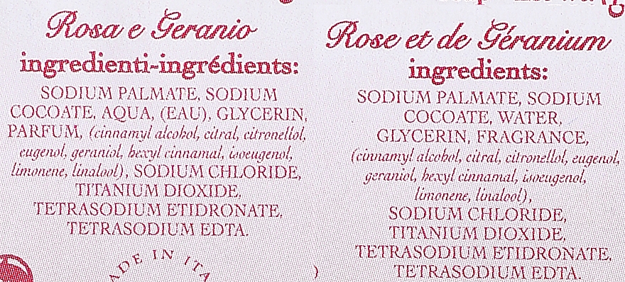 Naturalne mydło w kostce Róża i geranium - Saponificio Artigianale Fiorentino Rose And Geranium Soap — Zdjęcie N2