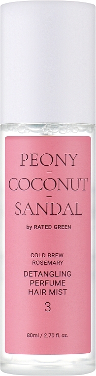 Perfumowana mgiełka do włosów Piwonia-Kokos-Drzewo sandałowe - Rated Green Cold Brew Rosemary Detangling Perfume Hair Mist 3 — Zdjęcie N1