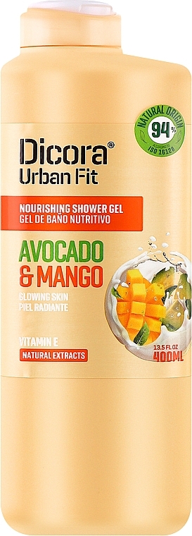 Odżywczy żel pod prysznic z witaminą E, mango i awokado - Dicora Urban Fit Shower Gel  — Zdjęcie N1