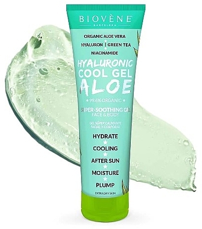 Kojący żel do twarzy i ciała z aloesem - Biovene Hyaluronic Cool Gel Aloe Super-Soothing Gel Face & Body — Zdjęcie N1