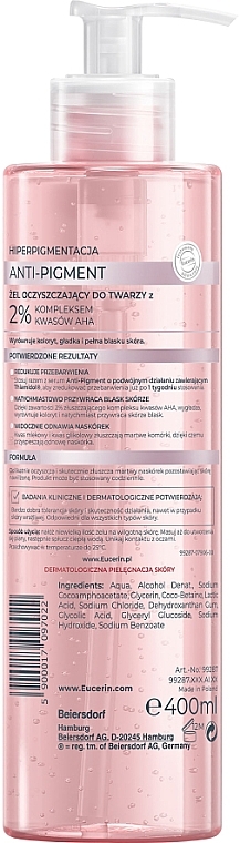 Żel oczyszczający do twarzy przeciw przebarwieniom - Eucerin Anti-Pigment Cleansing Gel — Zdjęcie N2