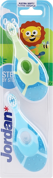 Szczoteczki do zębów, 0-2 lata, niebiesko-zielona i niebieska - Jordan Step By Step Soft & Gentle — Zdjęcie N1