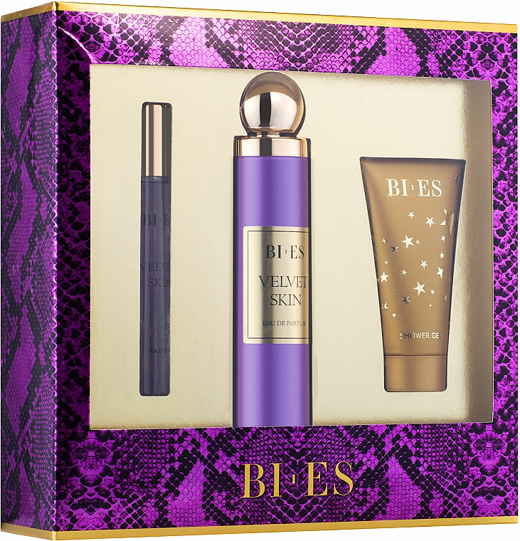 Bi-es Velvet Skin For Woman - Zestaw (edp 100 ml + sh/gel 50 ml + parfum 12 ml) — Zdjęcie N1