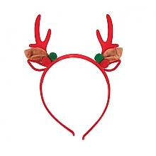 Opaska Boże Narodzenie, z rogami renifera, FA-5741, czerwona - Donegal Hair Band — Zdjęcie N1