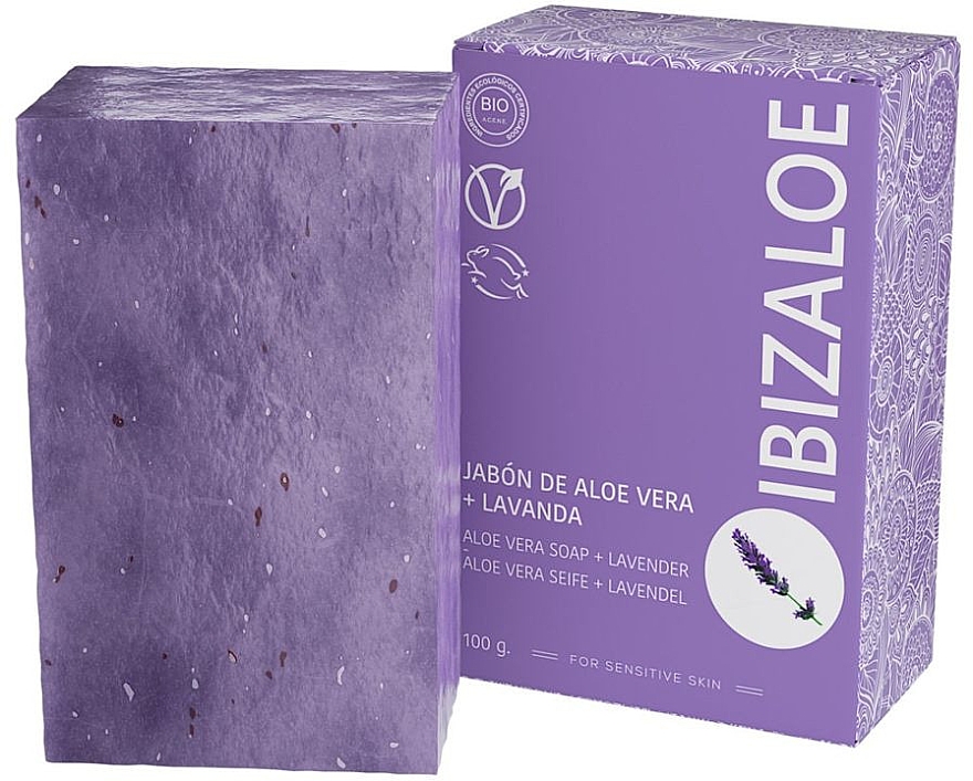 Aloesowe mydło w kostce Lawenda - Ibizaloe Aloe Vera Soap Lavender — Zdjęcie N1