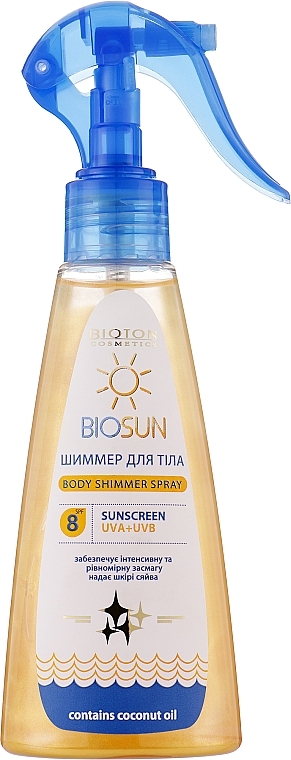 Nabłyszczający spray do ciała z olejem kokosowym - Bioton Cosmetics BioSun Body Shimmer Spray — Zdjęcie N1
