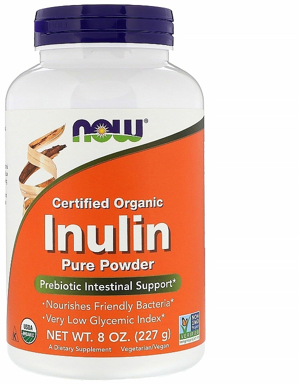 Inulina organiczna w proszku - Now Foods Certified Organic Inulin Pure Powder — Zdjęcie N1