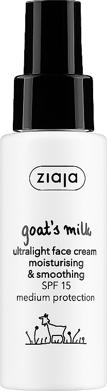 Ultralekki krem nawilżająco-energetyzujący do twarzy - Ziaja Goat's Milk Ultralight Face Cream Spf 15 — Zdjęcie N1