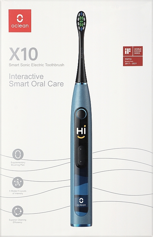 Elektryczna szczoteczka do zębów X10, niebieska - Oclean Smart Electric Toothbrush Blue — Zdjęcie N1