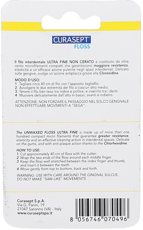 Nić dentystyczna, 50 m - Curaprox Curasept Ultrafine Unwaxed Floss Chlorhexidine — Zdjęcie N2