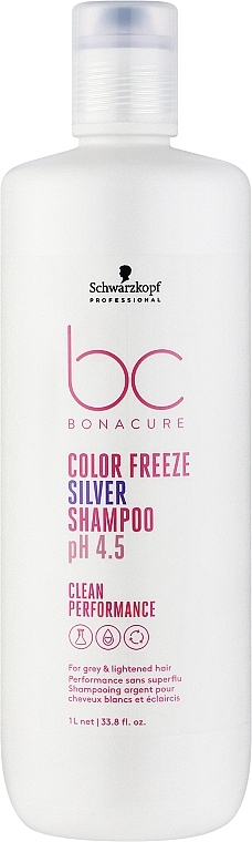 Szampon do włosów siwych i rozjaśnionych - Schwarzkopf Professional Bonacure Color Freeze Silver Shampoo pH 4.5 — Zdjęcie N1