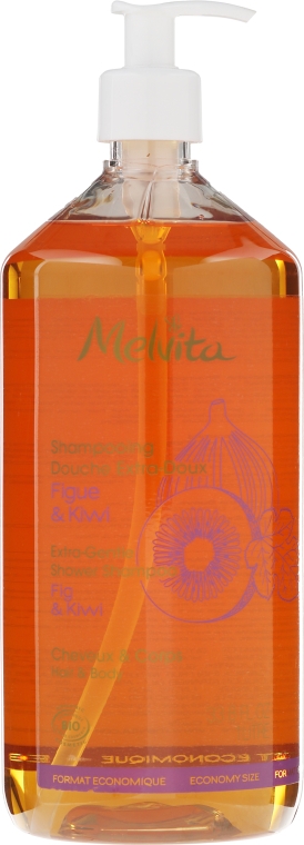 Delikatny szampon do włosów i ciała Figa i kiwi - Melvita Fig & Kiwi Extra-Gentle Shower Shampoo — Zdjęcie N1