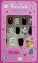 Samoprzylepne paznokcie dla dzieci, 912 Krówka, 24 szt. - Deni Carte Magic Miss Tips — Zdjęcie N1