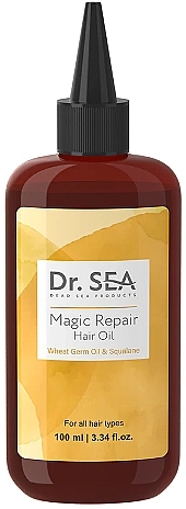 Olejek do włosów z olejem z kiełków pszenicy i skwalanem - Dr.Sea Magic Repair Hair Oil — Zdjęcie N1