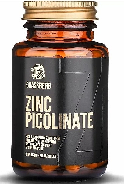 Suplement diety Pikolian cynku 15 mg - Grassberg Zinc Picolinate 15 Mg — Zdjęcie N2