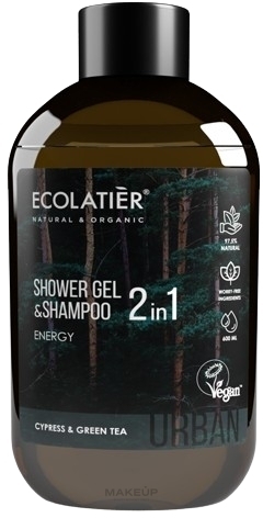 Męski żel pod prysznic i szampon 2 w 1 Cyprys i zielona herbata - Ecolatier Urban Energy — Zdjęcie 600 ml