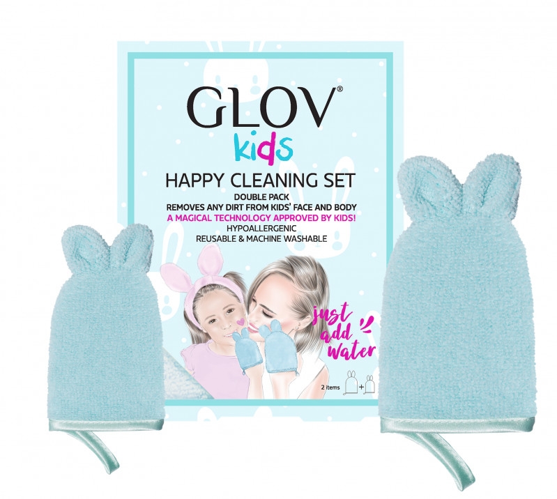 Zestaw rękawic do mycia - Glov Kids Happy Cleaning Set Blue (big glove + small glove) — Zdjęcie N1