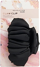 Satynowa spinka do włosów z falbankami, czarna - Revolution Haircare Ruched Satin Claw Clip Black — Zdjęcie N2