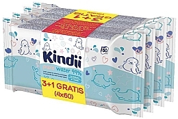 Chusteczki nawilżane dla niemowląt 4x60 szt. - Kindii Pure Water 99% — Zdjęcie N1