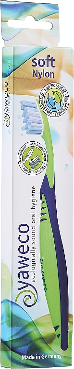 Miękka szczoteczka do zębów, niebiesko-zielona - Yaweco Toothbrush Nylon Soft — Zdjęcie N1