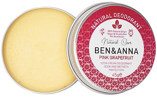 Naturalny dezodorant w kremie Różowy grejpfrut - Ben & Anna Pink Grapefruit Soda Cream Deodorant