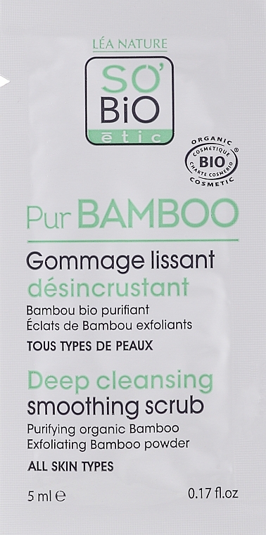 Głęboko oczyszczający peeling - So'Bio Etic Pur Bamboo Deep Cleansing Smoothing Scrub (próbka) — Zdjęcie N1