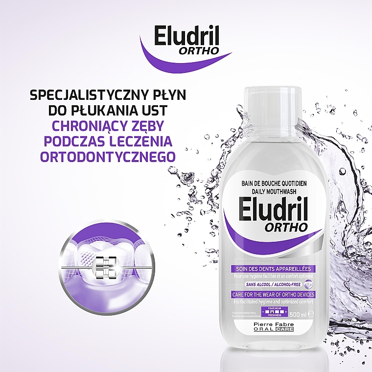 Płyn do płukania jamy ustnej do codziennej pielęgnacji - Elgydium Eludril Ortho Mouthwash — Zdjęcie N2