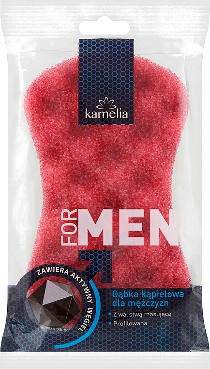 Gąbka do kąpieli dla mężczyzn, czerwona - Grosik Camellia Bath Sponge — Zdjęcie N2